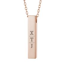 Bar Asketting Hanger met 3 Initialen Rosegoud