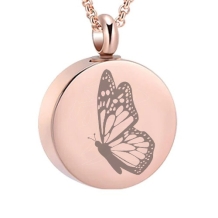 Butterfly Ashanger Rond RVS Rosegoud