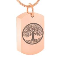 Dog Tag Ashanger Levensboom Rosegoud RVS