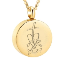 Geloof Hoop Liefde Ashanger Rond RVS Goud