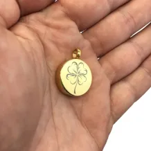 Klavertje Vier Ashanger Rond RVS Goud