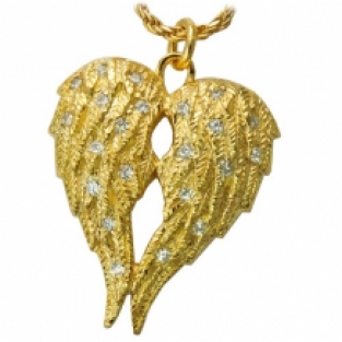 Angel Wing Ashanger met Dubbele Askamer Gold Plated