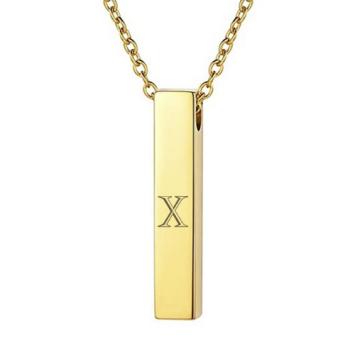 Bar Asketting Hanger met 1 Initiaal Goud