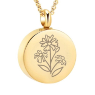 Birthflower Ashanger Rond RVS Goud Februari