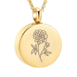 Birthflower Ashanger Rond RVS Goud Januari