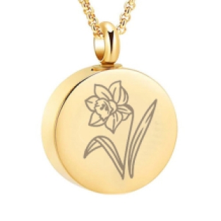 Birthflower Ashanger Rond RVS Goud Maart