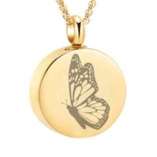 Butterfly Ashanger Rond RVS Goud