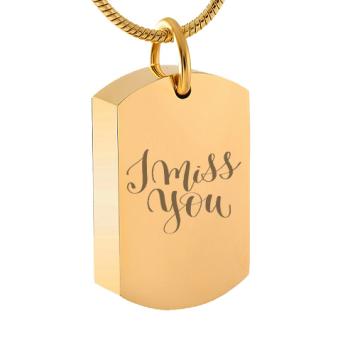 Dog Tag Ashanger I Miss You Goud RVS