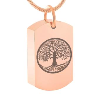 Dog Tag Ashanger Levensboom Rosegoud RVS