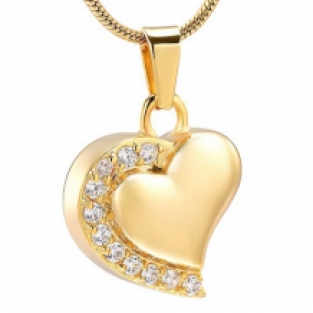 Hart Ashanger Gold Plated met Steentjes Graveren Personaliseren