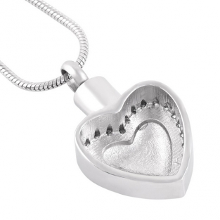RVS Asketting Hanger Hart met Roze Steentjes