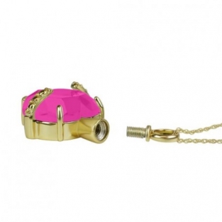 Verguld Gouden Asbedel Hanger Hart met Roze Kristal