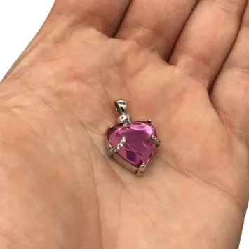 Zilveren Ashanger Roze Kristal